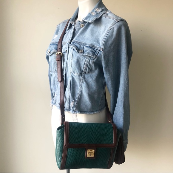 Isaac Mizrahi Teal Textured Genuine Leather Crossbody, NWOT - Picture 3 of 14